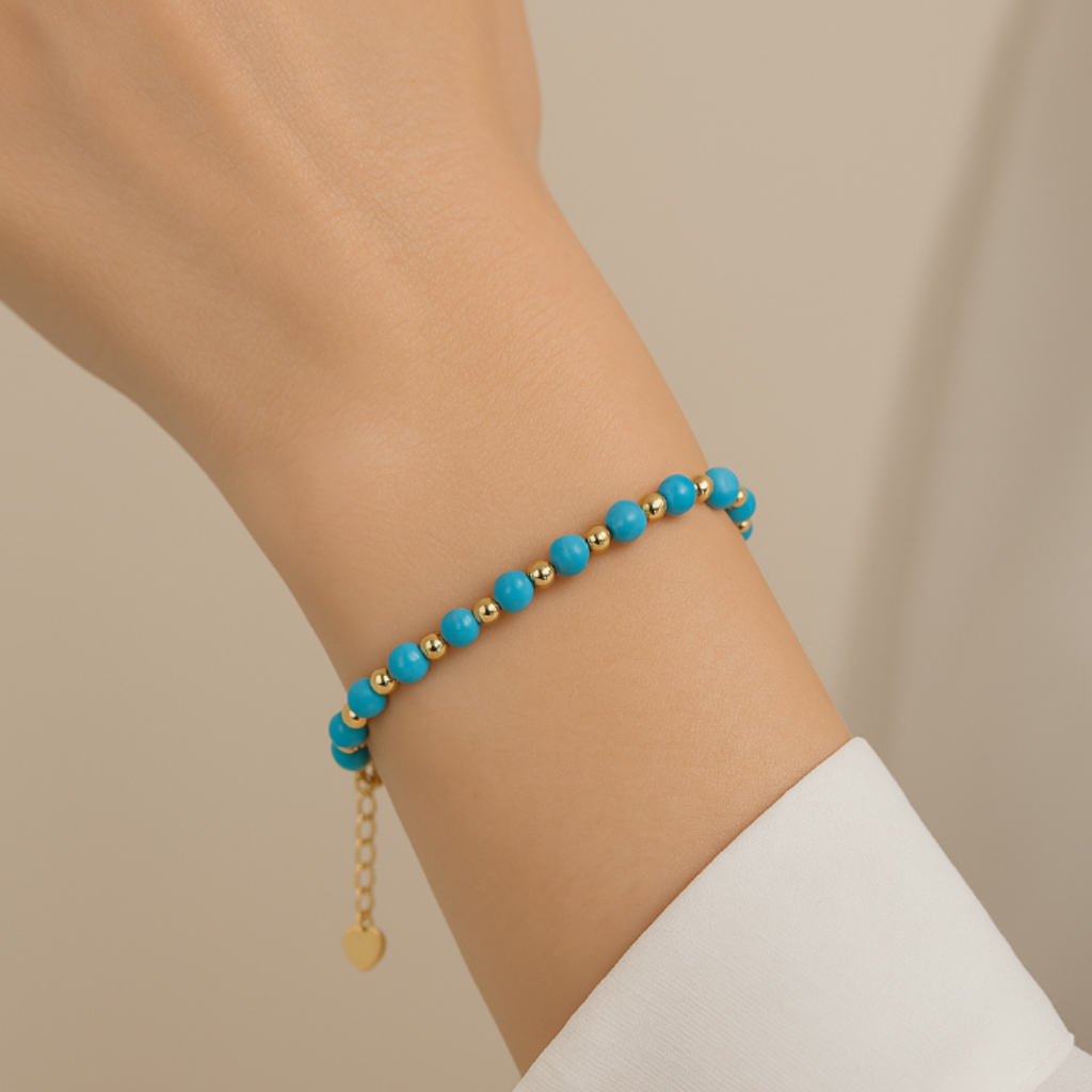 Pulsera Autoconfianza y Valentía de Turquesa Natural