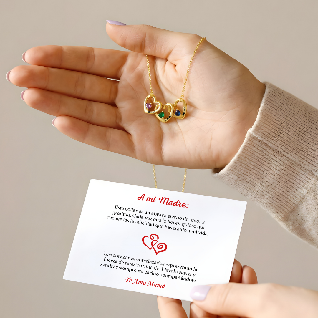 Collar Corazones Entrelazados – A mi Madre