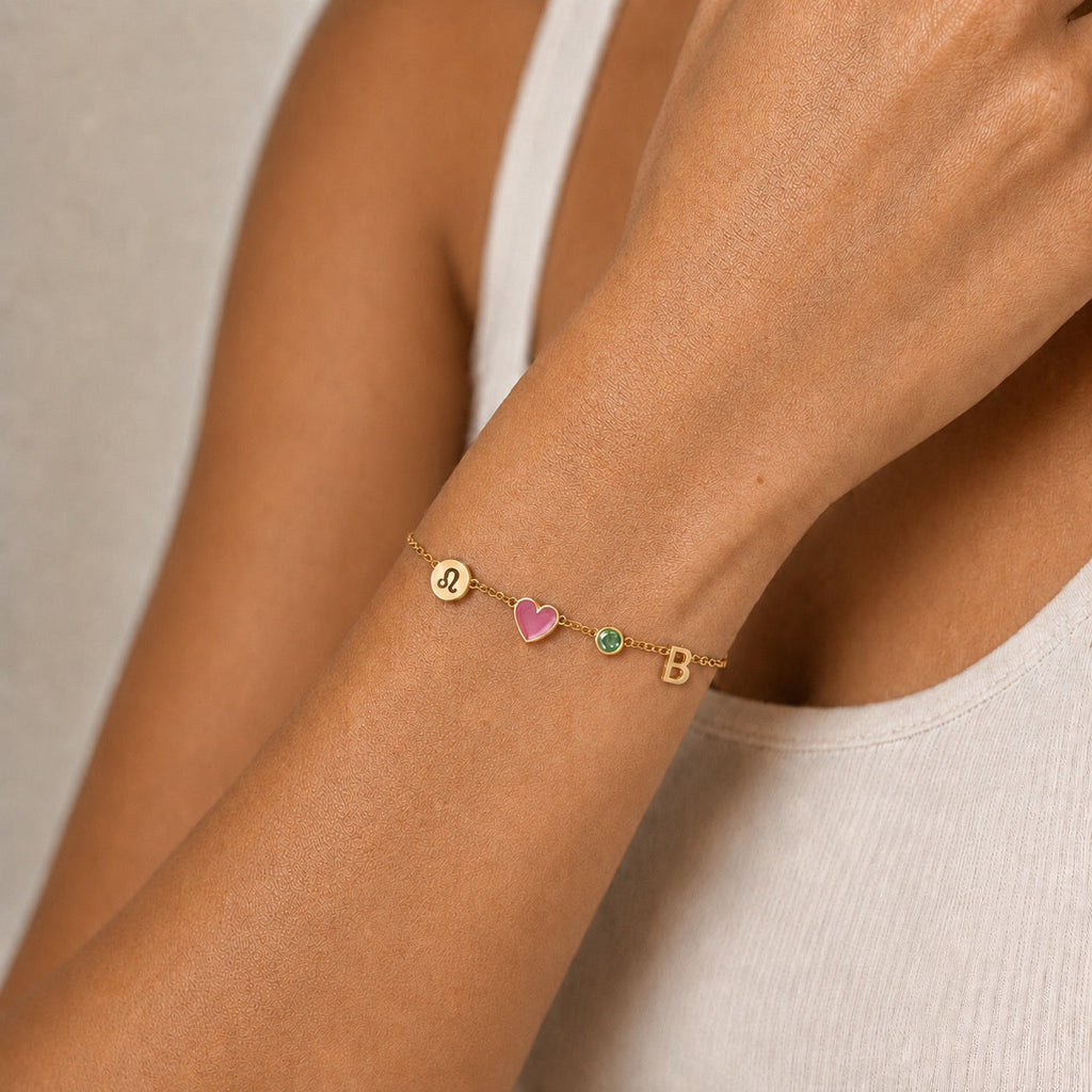 Pulsera Corazón con Amuletos Personalizados