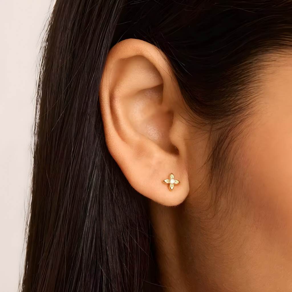 Pendientes Mini Rayo S925 Bañados en Oro