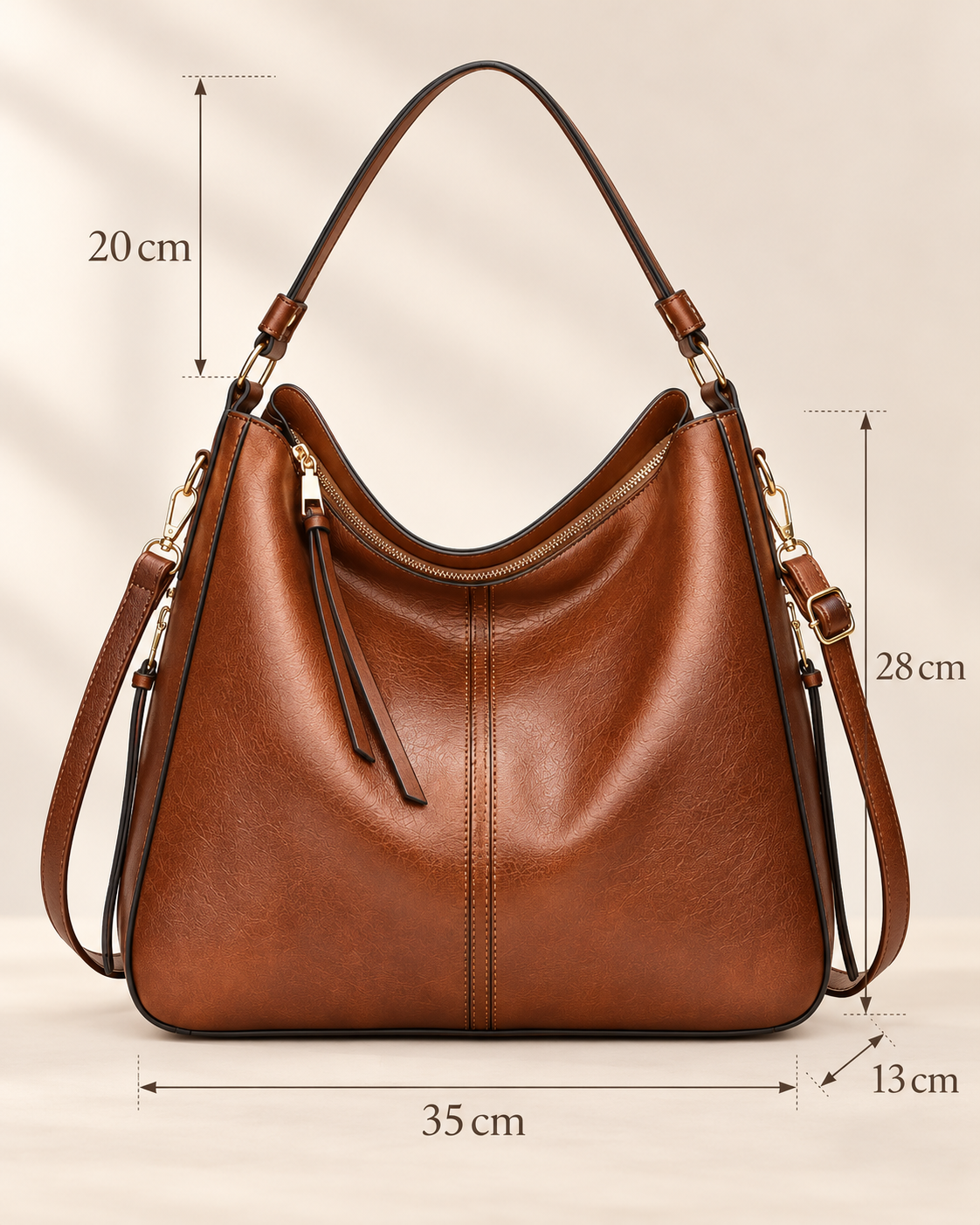 Bolso de Mano de Lujo en Piel Vegana Hobo Antirrobo