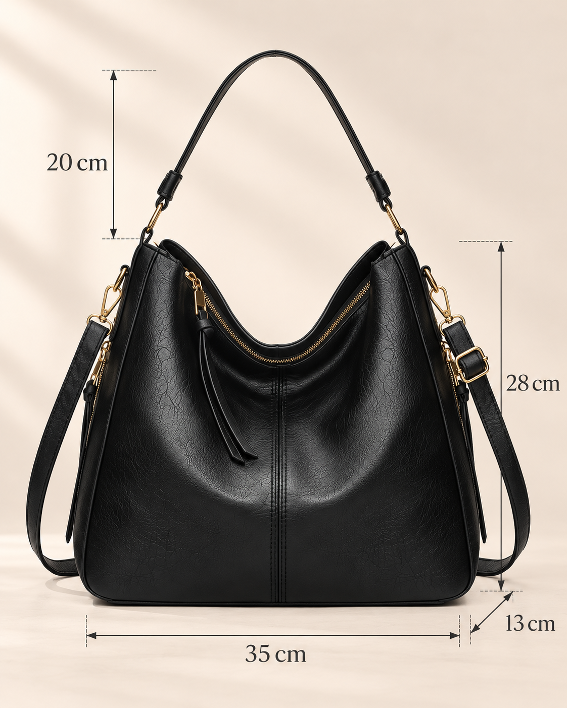 Bolso de Mano de Lujo en Piel Vegana Hobo Antirrobo