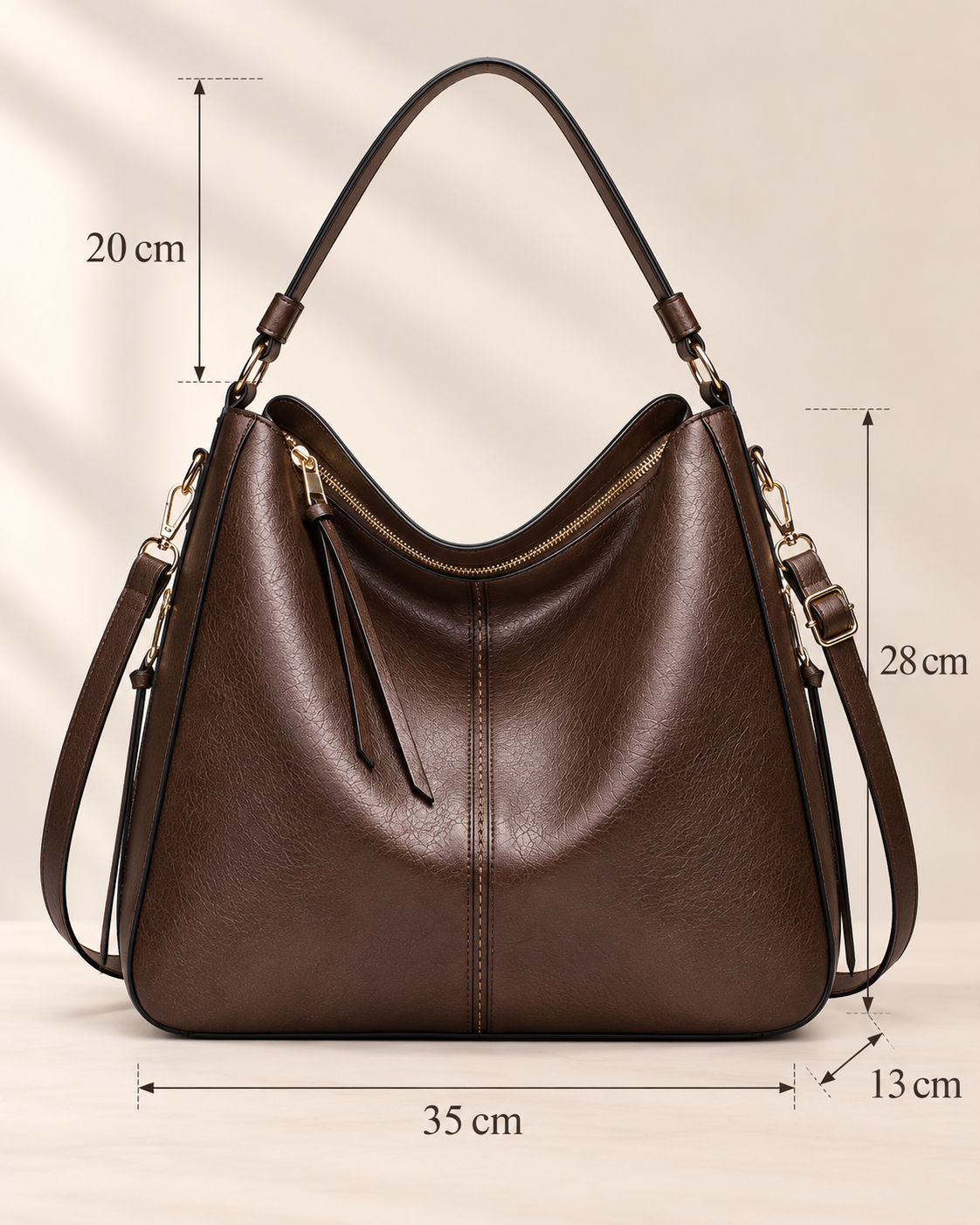 Bolso de Mano de Lujo en Piel Vegana Hobo Antirrobo