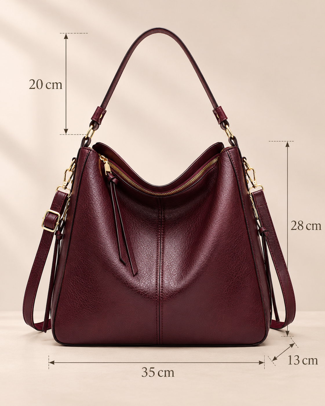 Bolso de Mano de Lujo en Piel Vegana Hobo Antirrobo