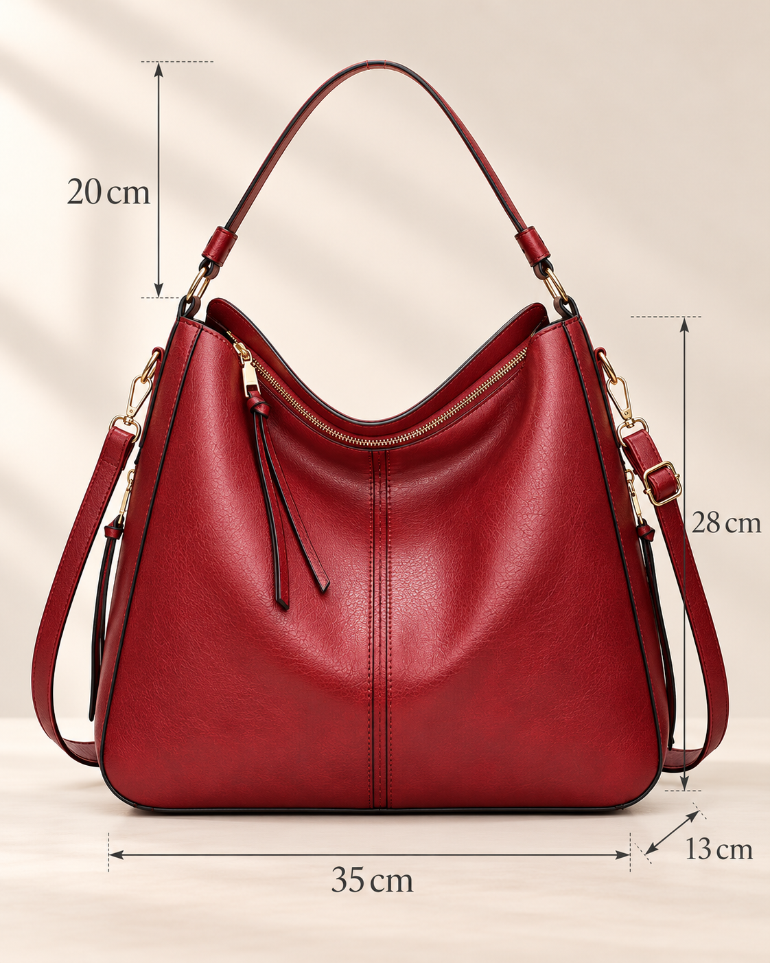 Bolso de Mano de Lujo en Piel Vegana Hobo Antirrobo