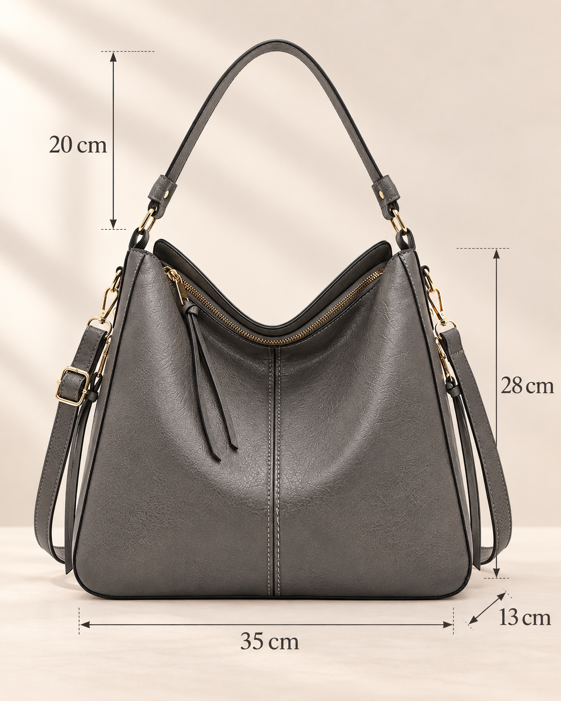 Bolso de Mano de Lujo en Piel Vegana Hobo Antirrobo