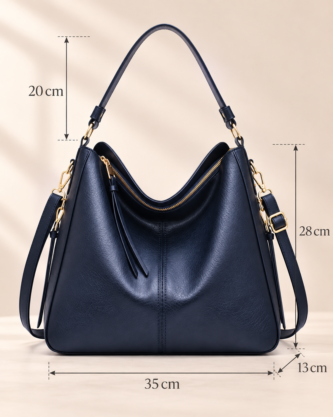 Bolso de Mano de Lujo en Piel Vegana Hobo Antirrobo
