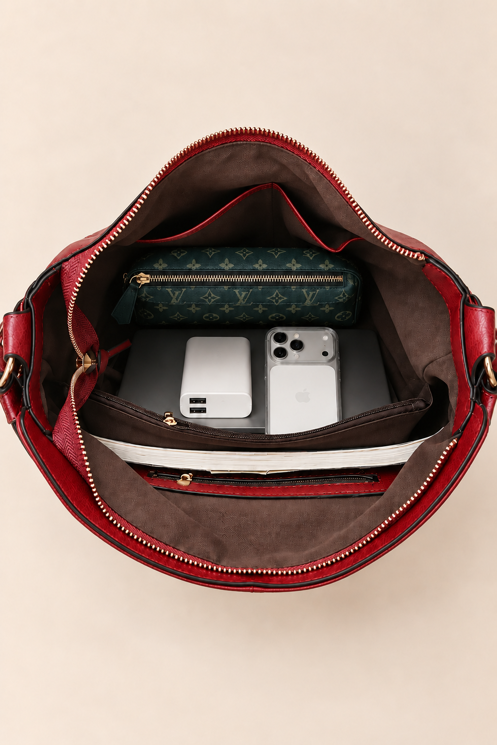 Bolso de Mano de Lujo en Piel Vegana Hobo Antirrobo