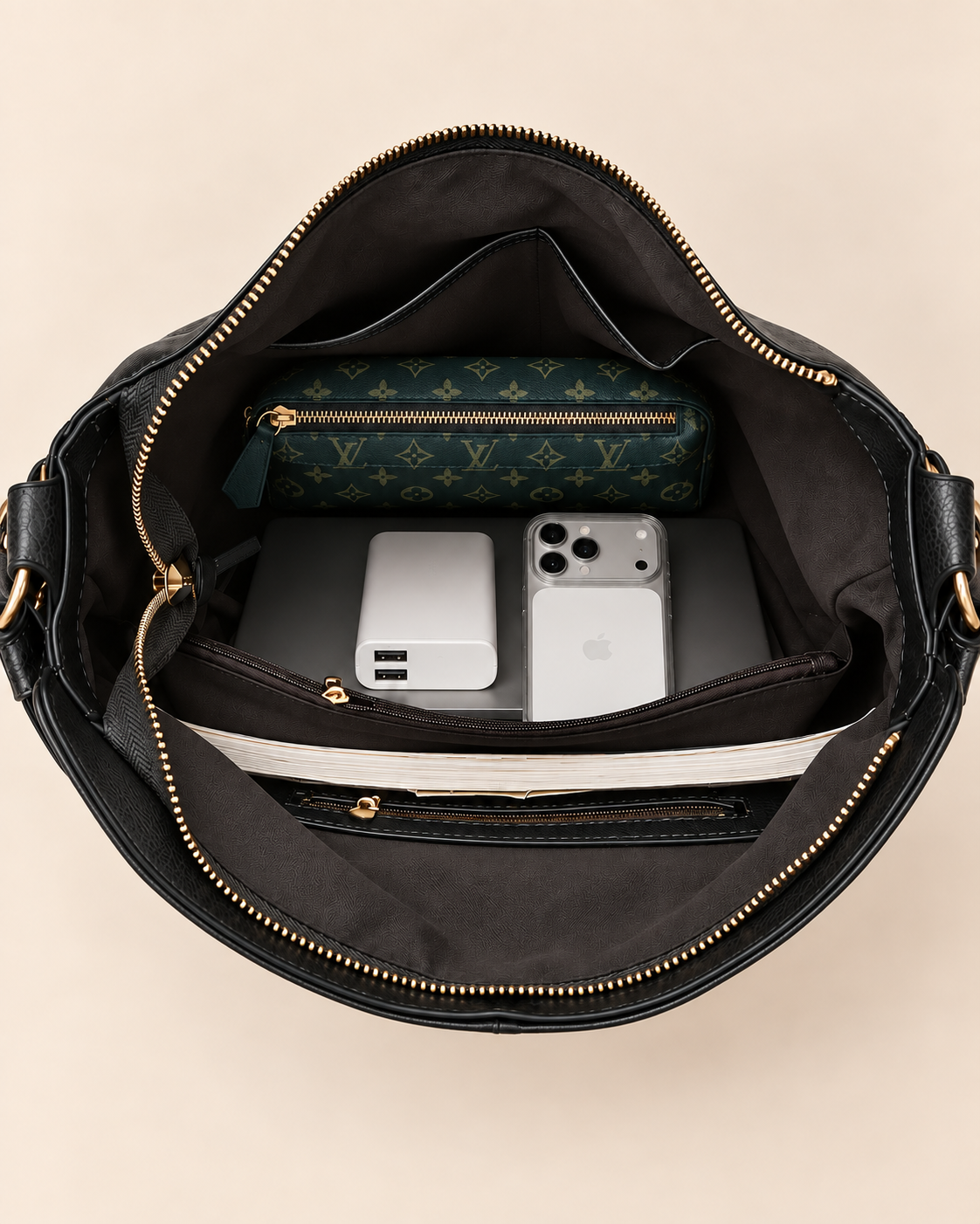 Bolso de Mano de Lujo en Piel Vegana Hobo Antirrobo