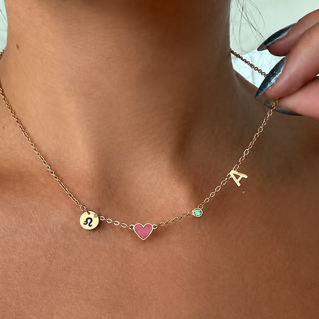 Collar con Inicial y Dije de Corazón