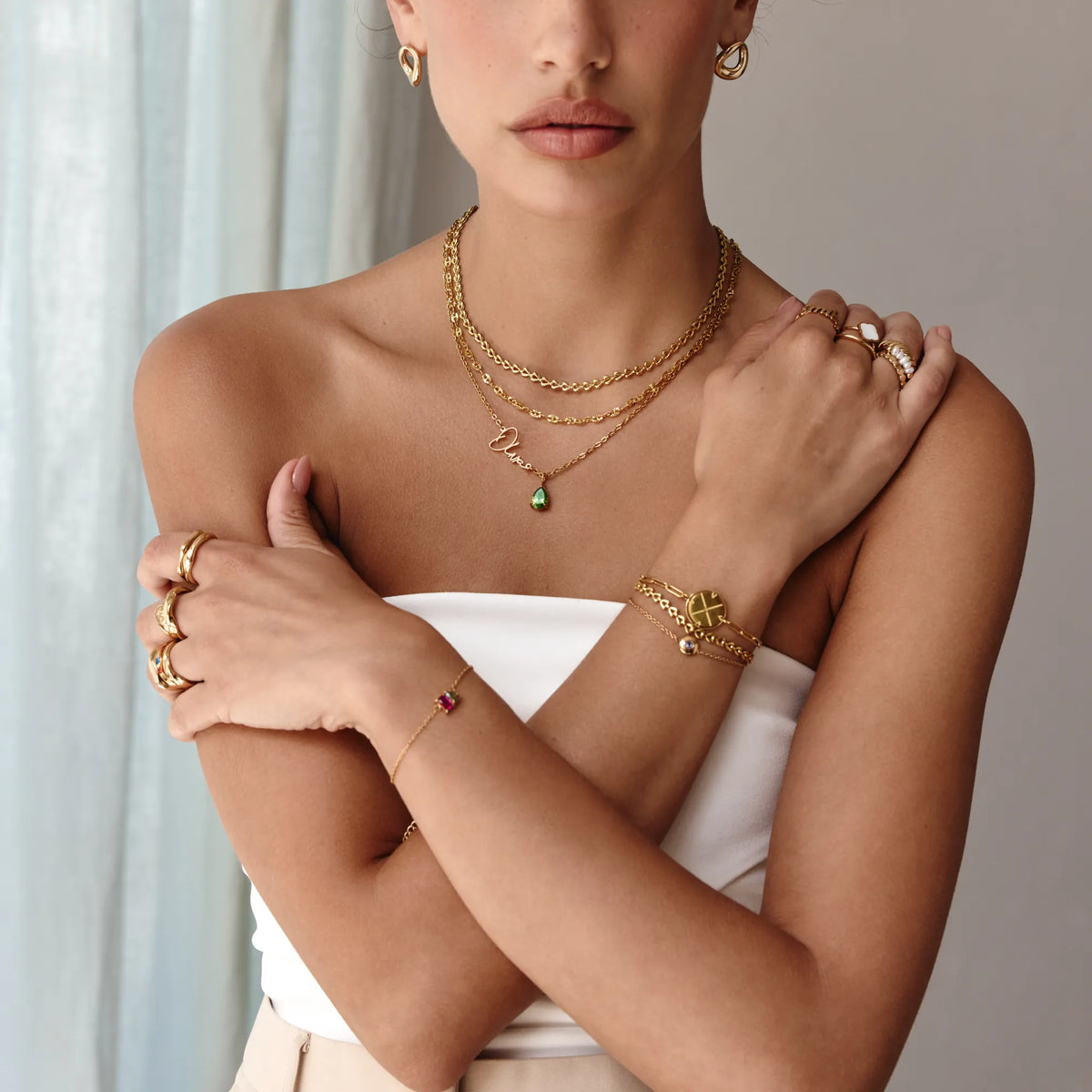 Collar Personalizado con Nombre y Piedra de Nacimiento