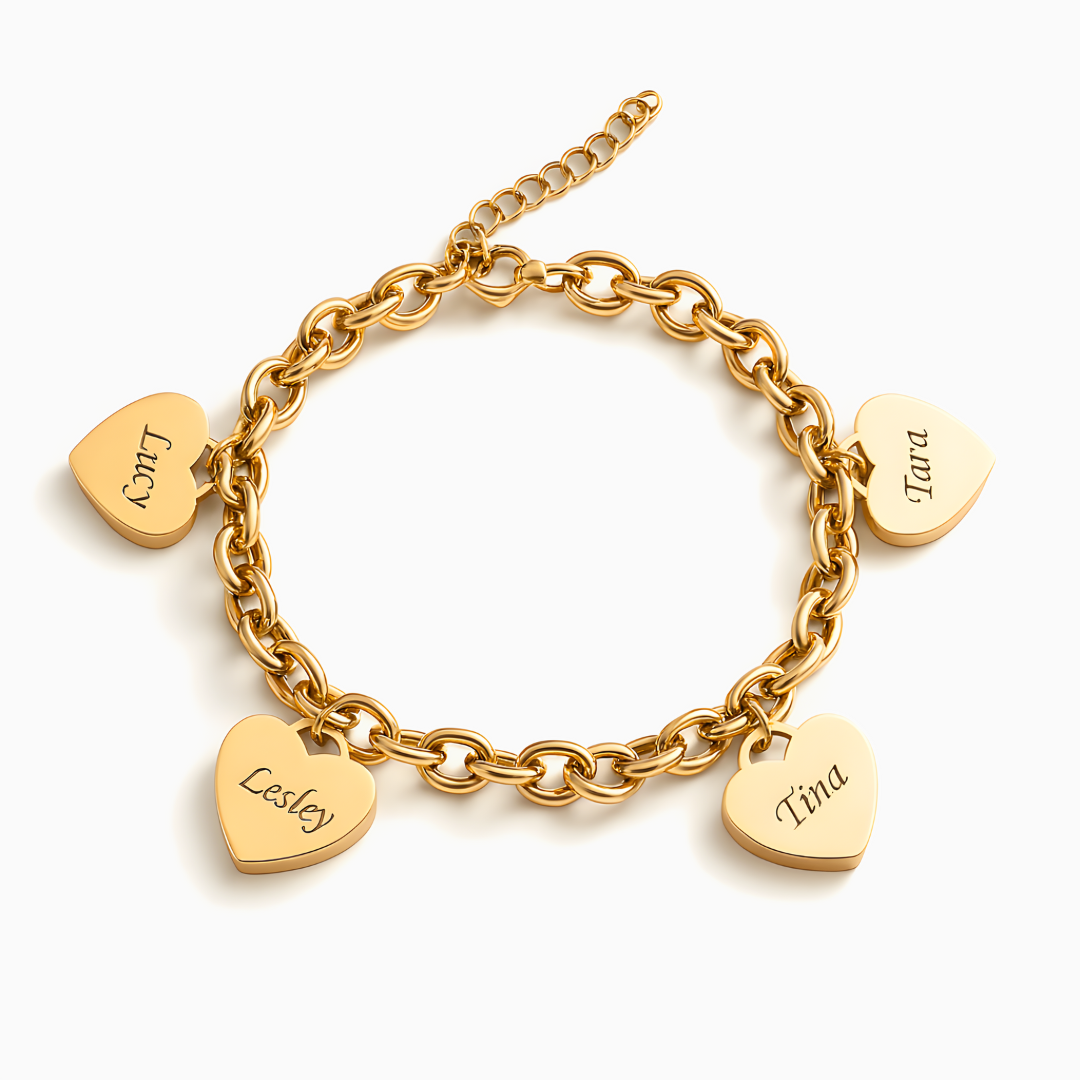 Pulsera de corazones – Personalizable hasta 6 Corazones
