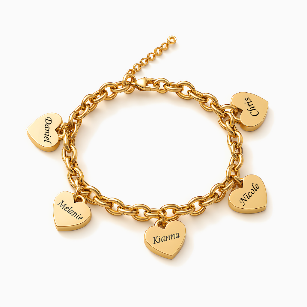Pulsera de corazones – Personalizable hasta 6 Corazones