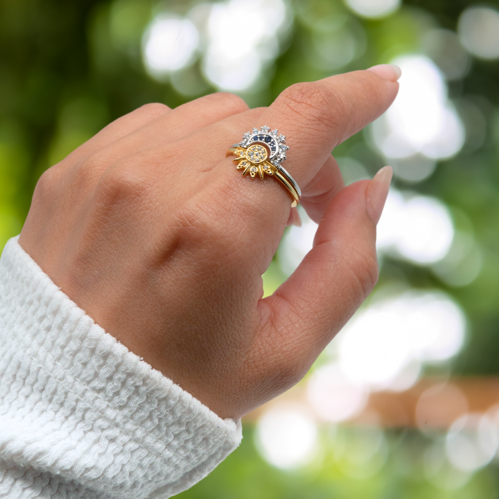Set de dos Anillos Celestiales – Sol & Luna