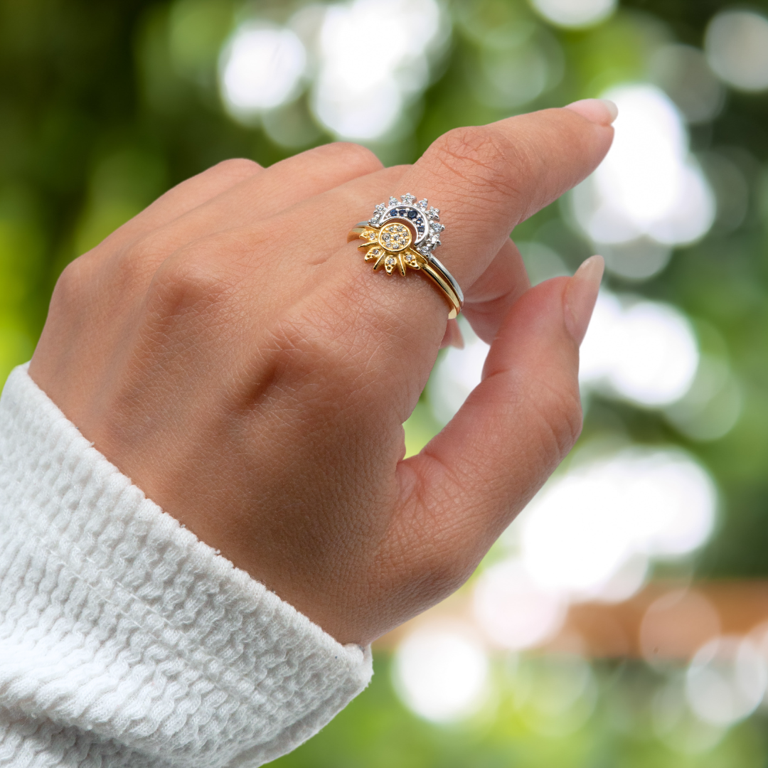 Set de dos Anillos Celestiales – Sol & Luna