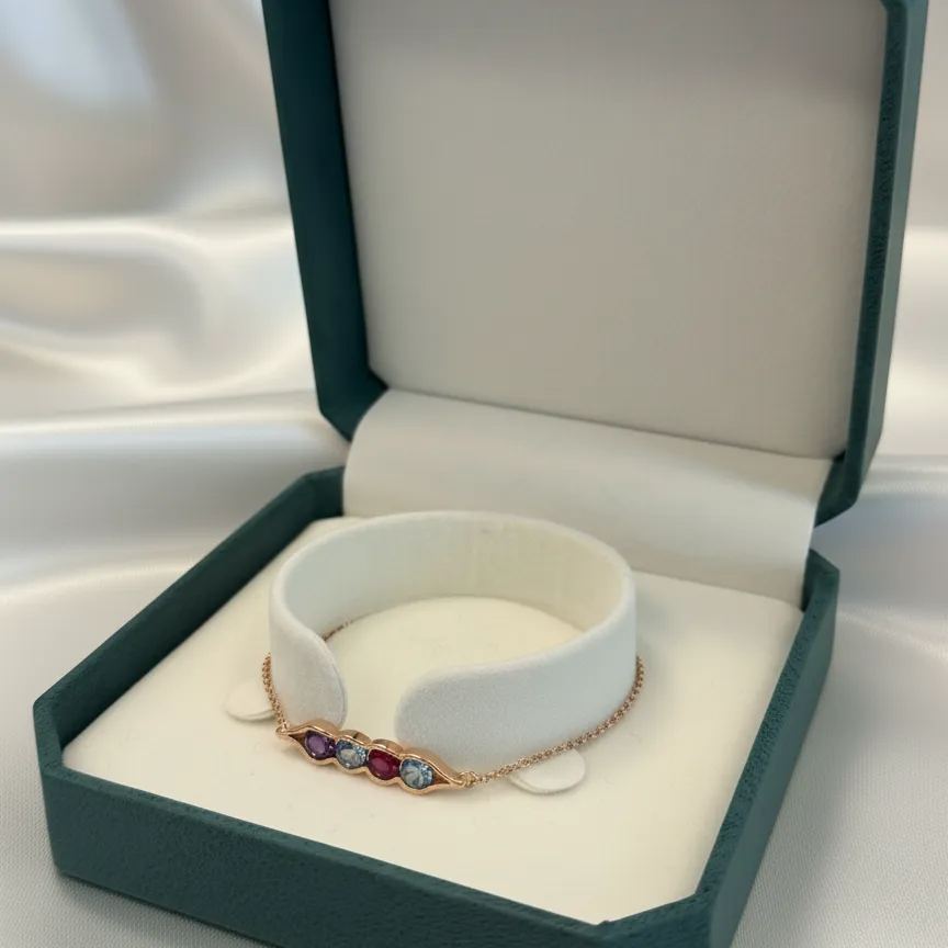 Pulsera Uña y Carne con Piedras de Nacimiento