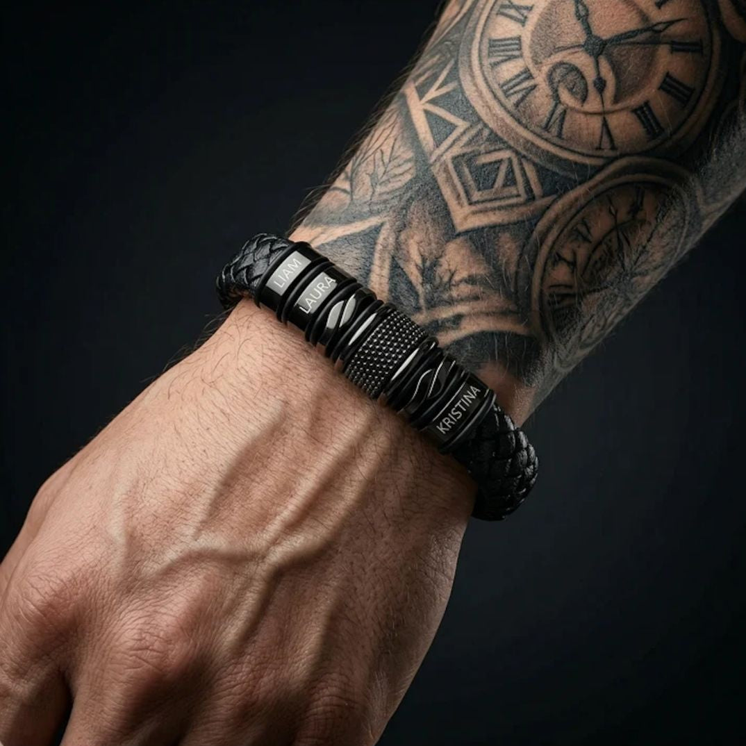 Pulsera de Cuero con Nombres