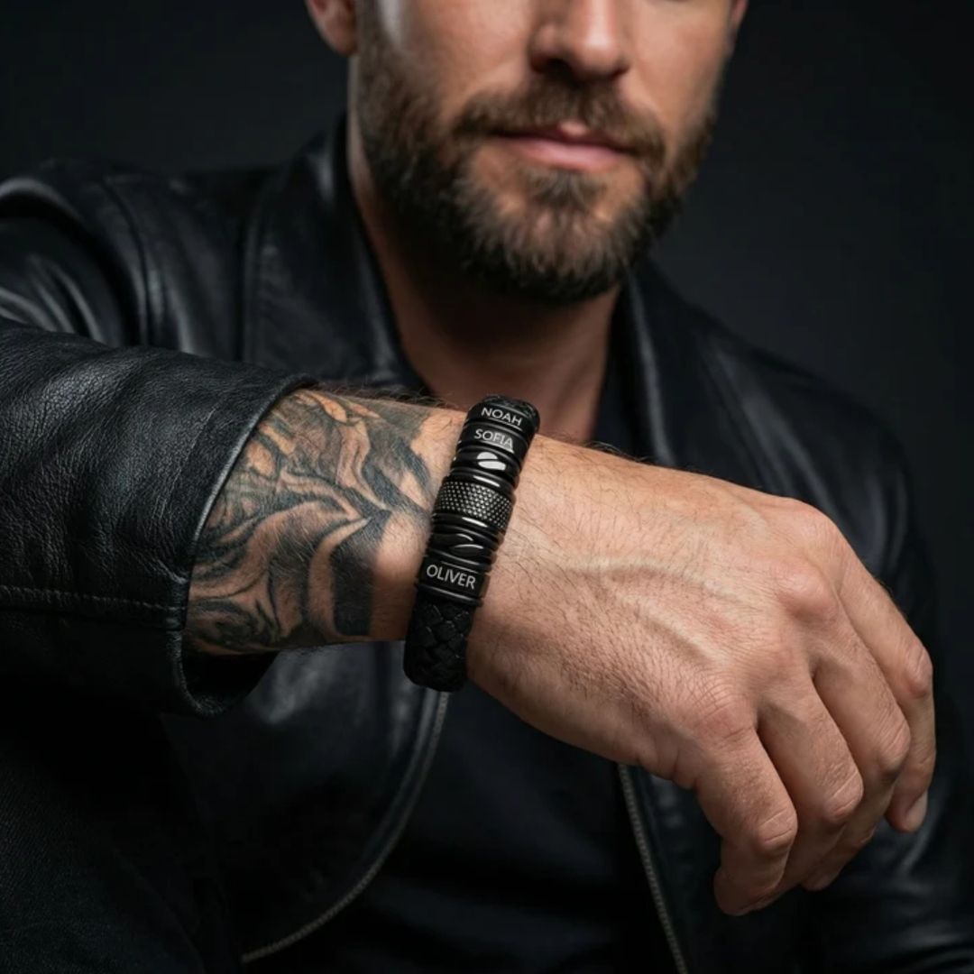 Pulsera de Cuero con Nombres
